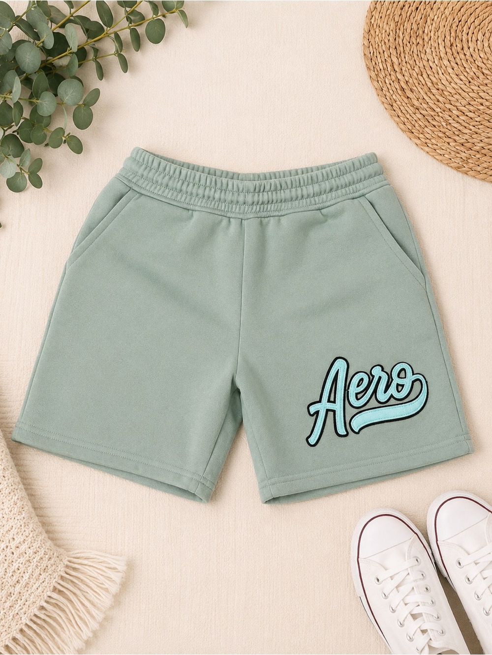 Aeropostale Mint Green Athletic Script Logo Shorts